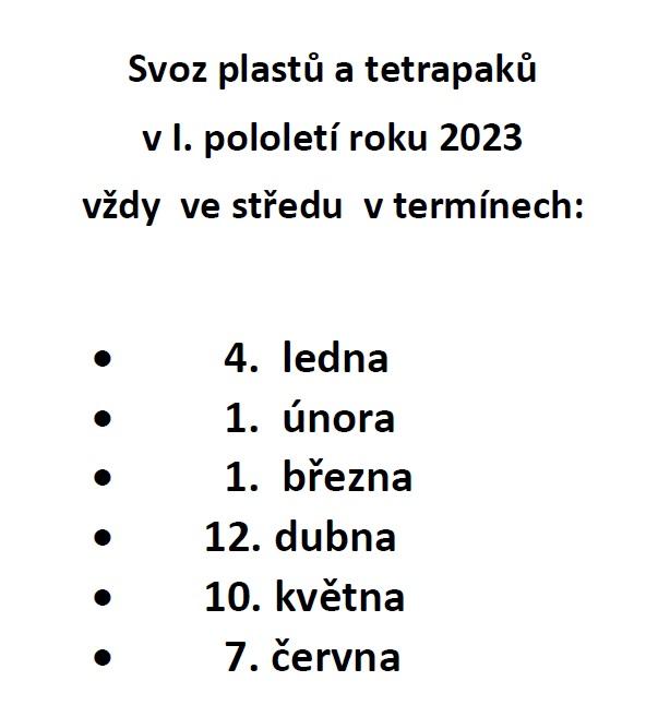 Svoz plastu 1.pololeti 2023
