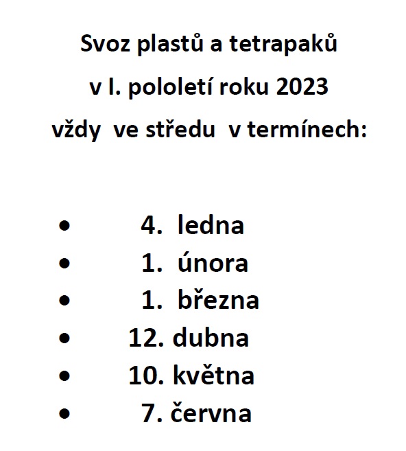 Svoz plastů 1.pololetí 2023