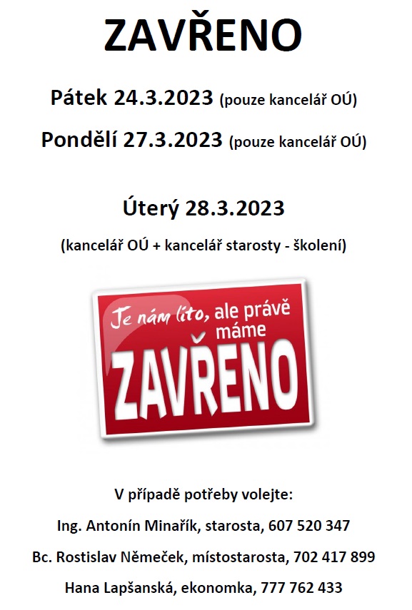 ZAVŘENO březen 2023